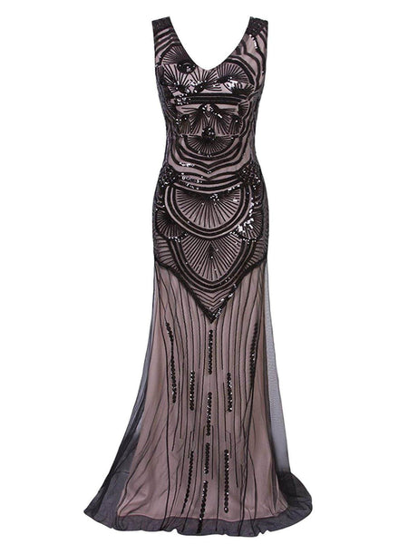 Vintage Sequined Mermaid Maxi Dress