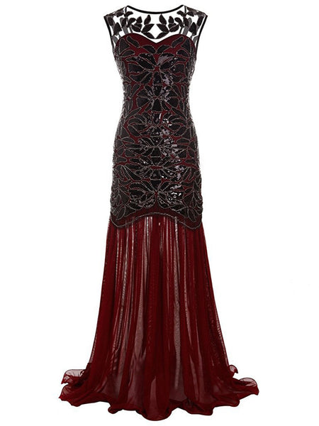 Modest Polyester Floor Length Sweetheart Sleeveless Fitted Sequined Vintage Back Zipper Party Dress