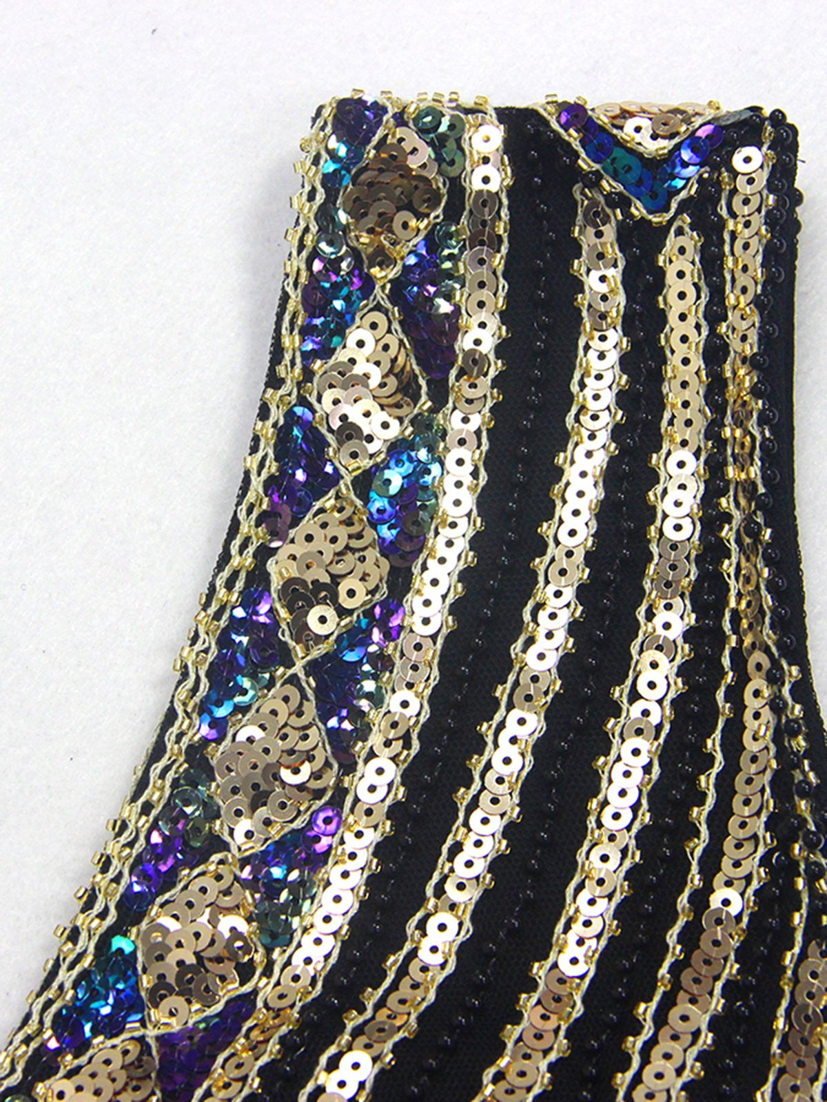 Black 1920s Sequin Flapper Maxi Dress