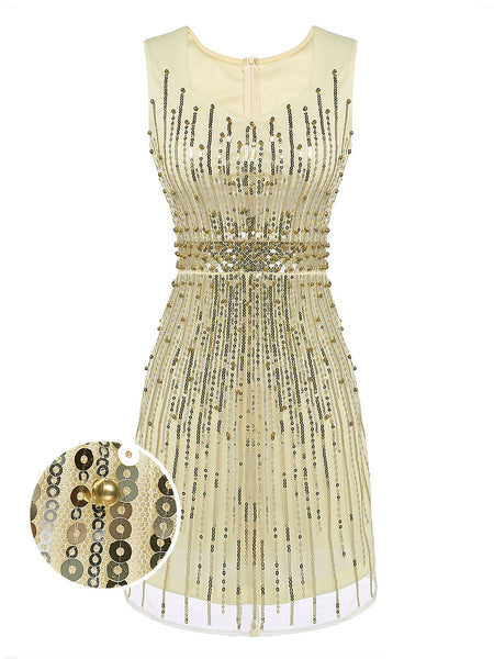 Cocktail Above the Knee Mesh Back Zipper Beaded Sequined Polyester Party Dress