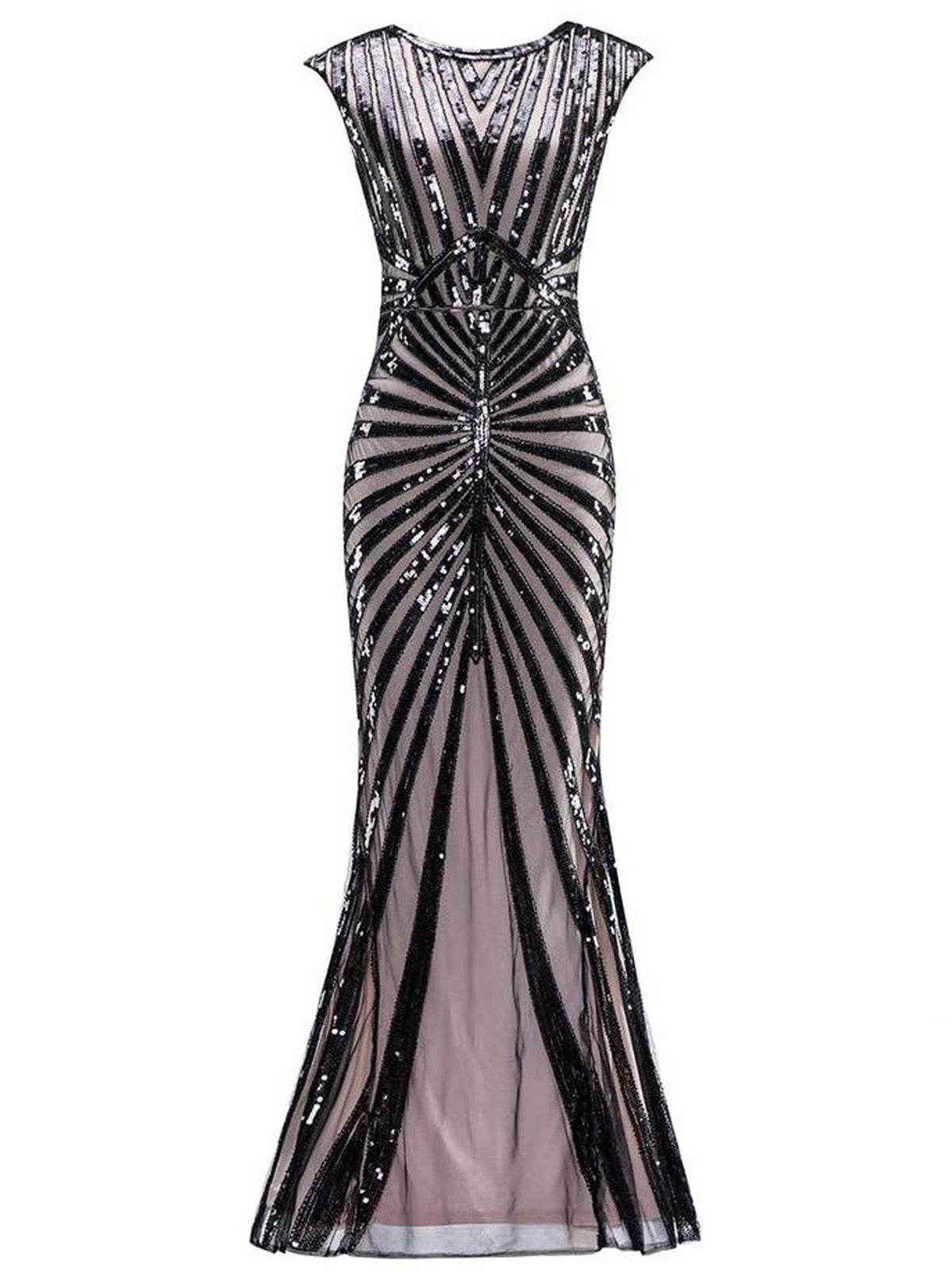 1920s sequin art 2025 deco maxi dress