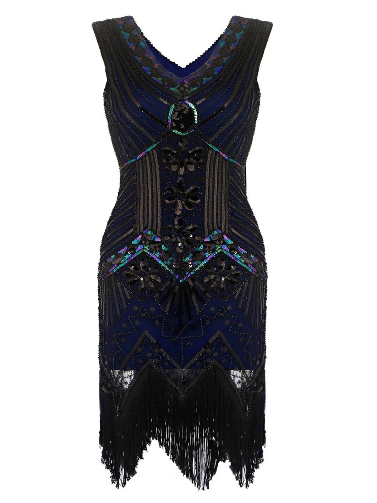 Plus Size 1920s Sequined Flapper Dress Blue