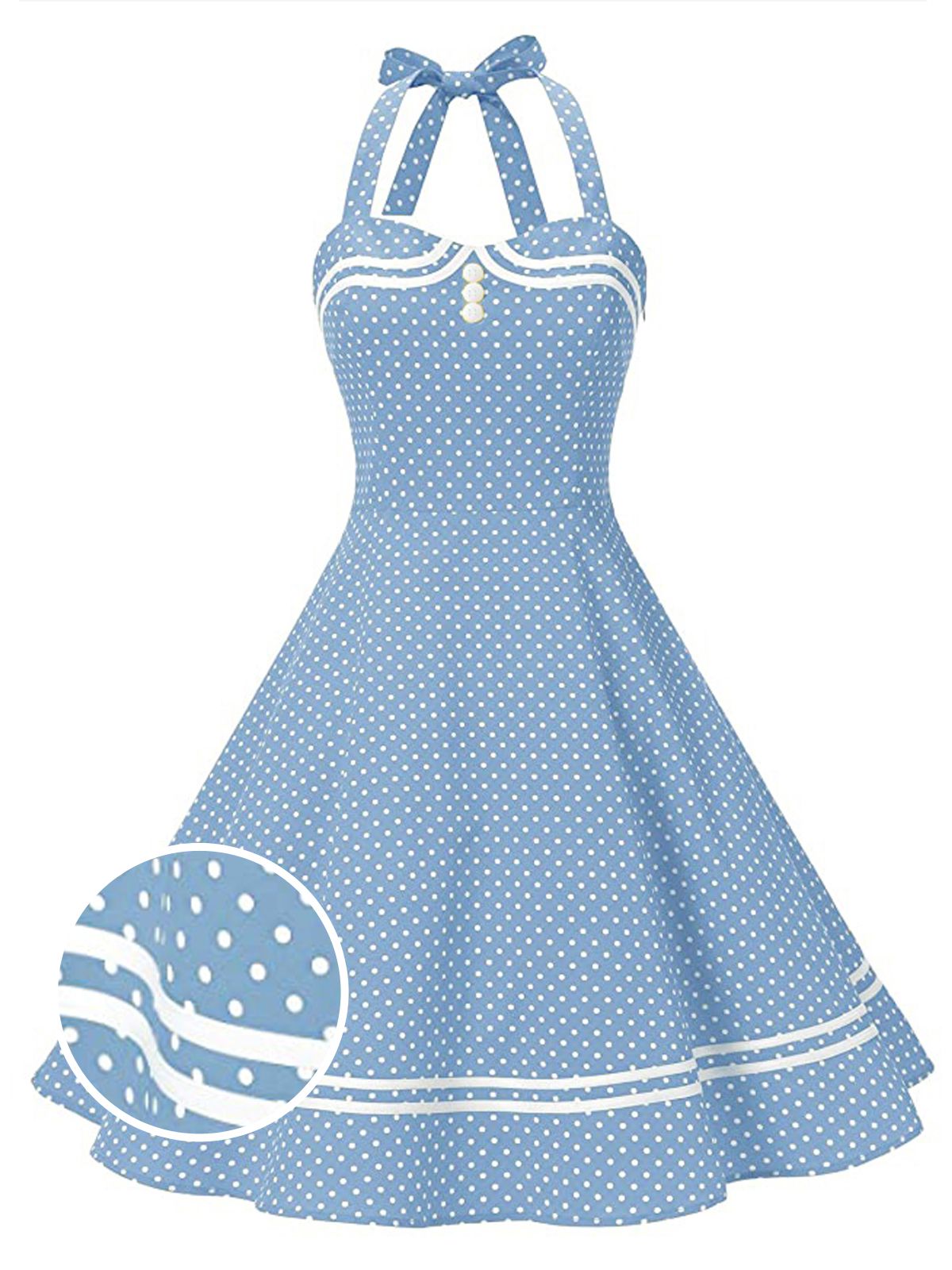 1950s Polka Dot Halter Swing Dress