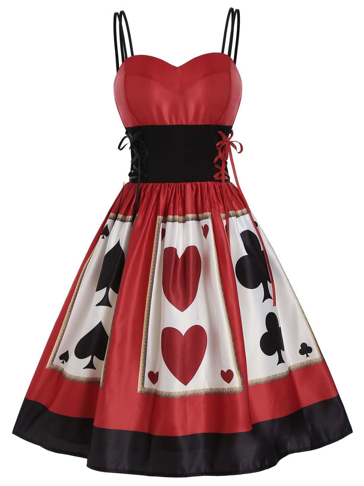 Halloween Strap Poker Costume Dress Red