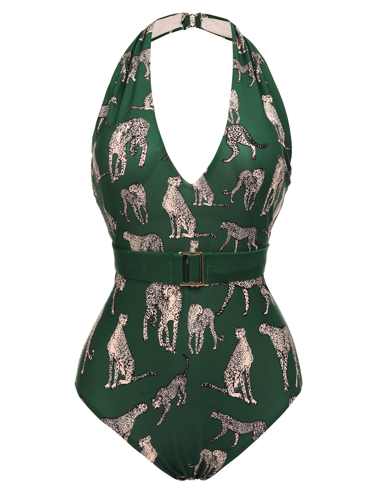 Women's Jaguar Halter One-piece Swimsuit Green, L