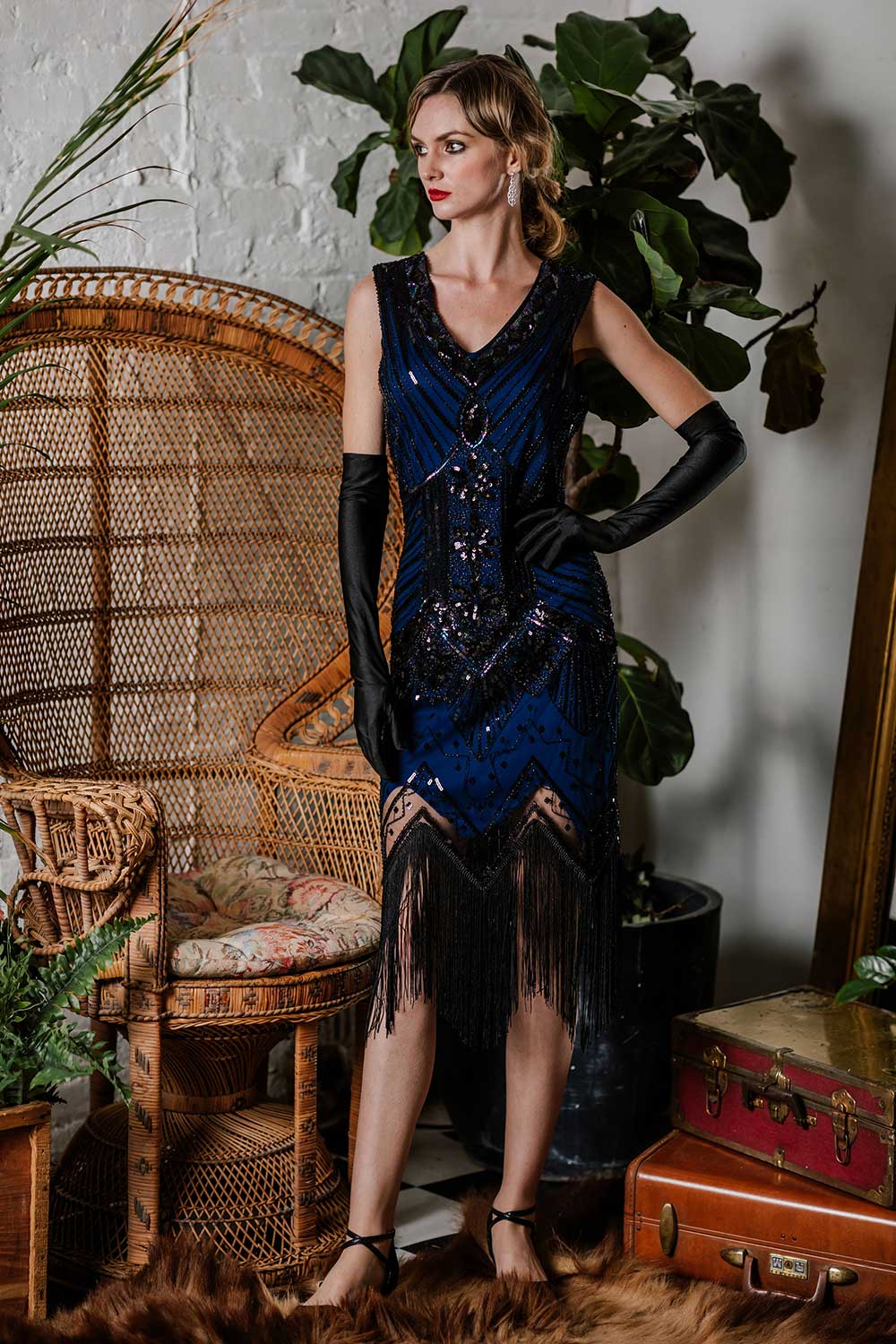 Retro Stage 1920s Flapper Gatsby Dress Blue
