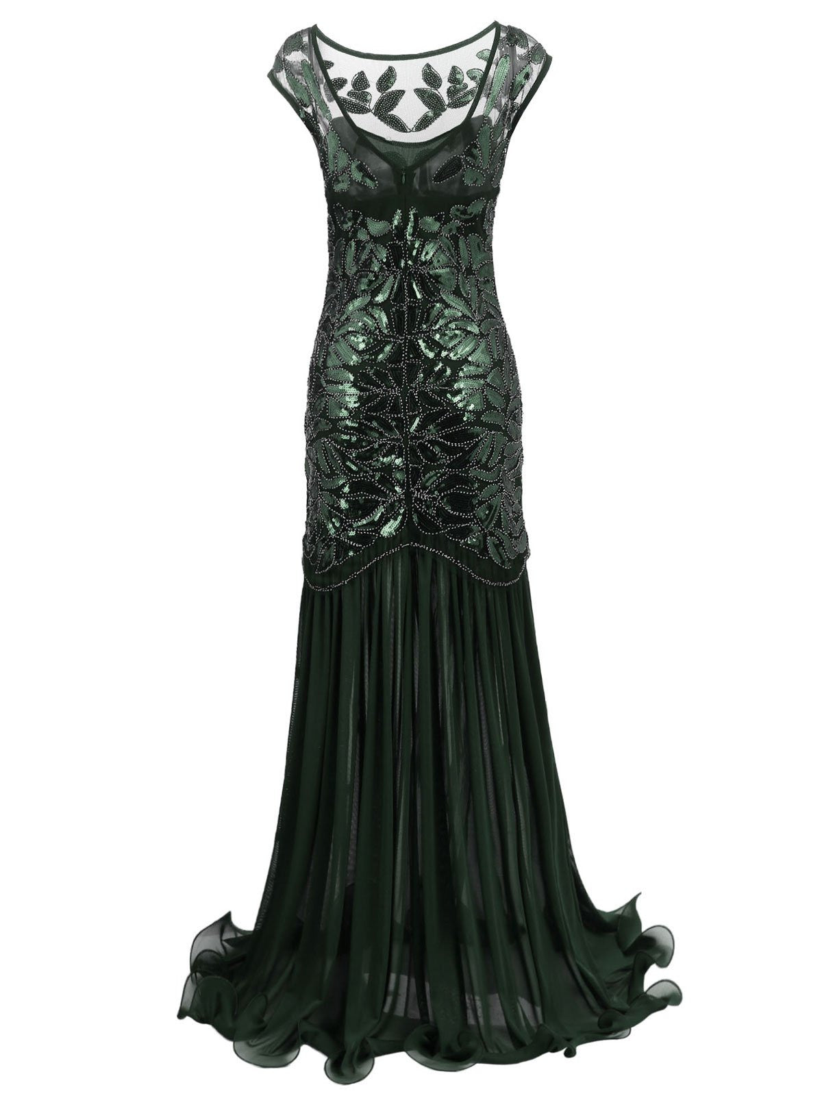 US Warehouse Green 1920s Sequin Maxi Flapper Dress Selector Store