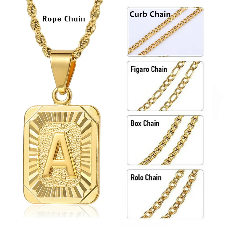 18k Gold Plated Big Square Letter Necklace