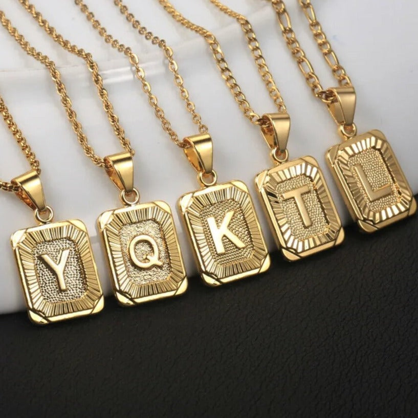 18k Gold Plated Big Square Letter Necklace