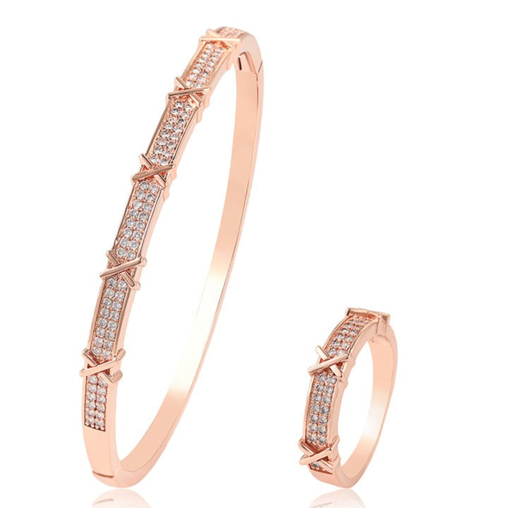 18k Rose Gold Plated Bangle Bracelet with Matching Ring