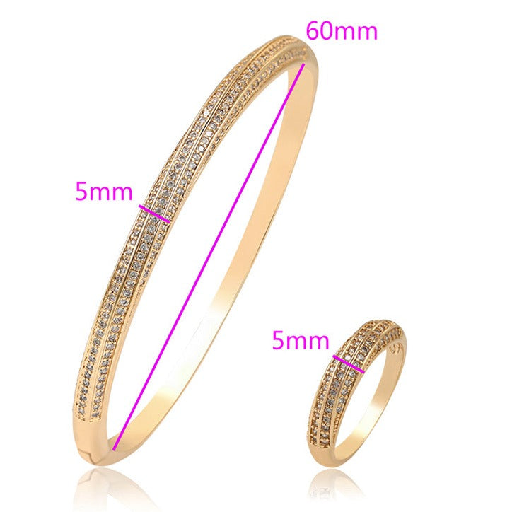 18k Gold Plated Bangle Bracelet with Matching Ring