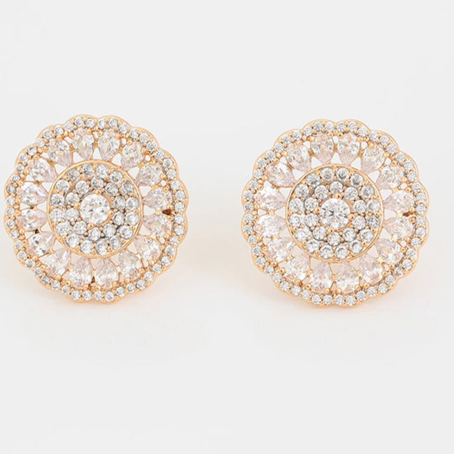 Two Toned Big Studs- 18k Gold Plated