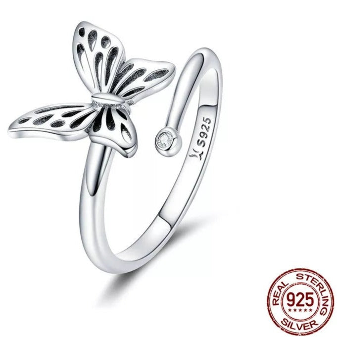 Butterfly Sterling Silver Adjustable Ring