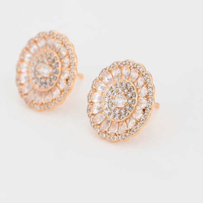 Two Toned Big Studs- 18k Gold Plated