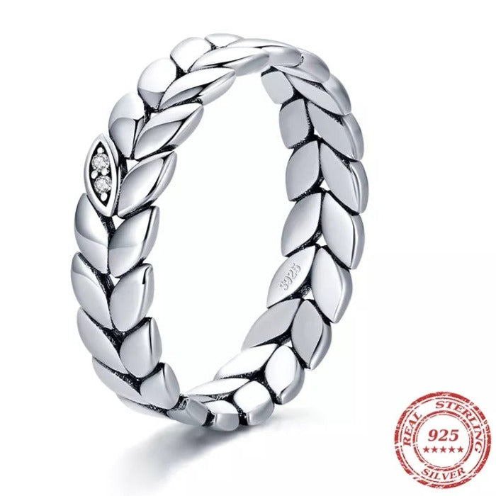 Sterling Silver Stackable Ring Wheat Shape