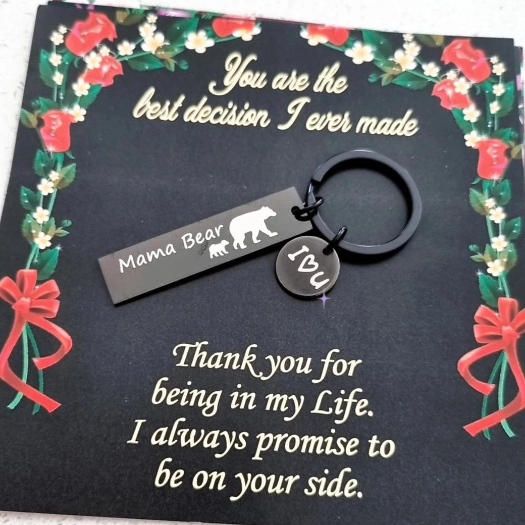 Mama Bear Keychain-Black