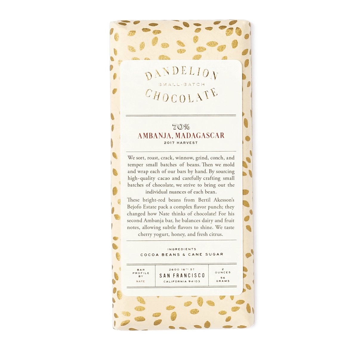 Dandelion Chocolate - Zorzal Comunitario, Dominican Republic (2OZ | 70%)