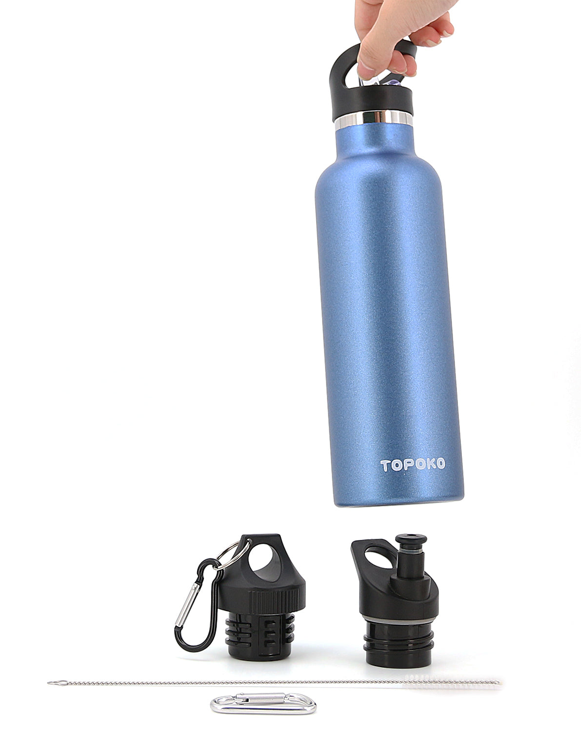 TOPOKO Replacement Lid for Standard Mouth Water Bottle Vacuum Insulated Double Wall Stainless Steel Water Bottle, Standard Mouth (Bite Valve,Straw,& Twist Lid)