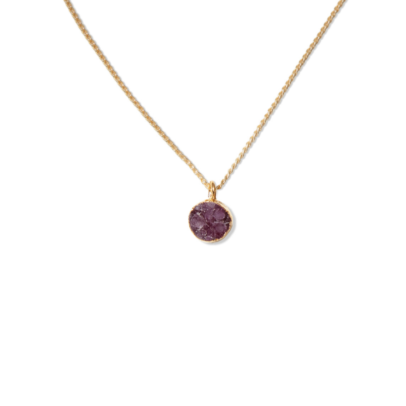 DRUSY PENDANT NECKLACE PURPLE