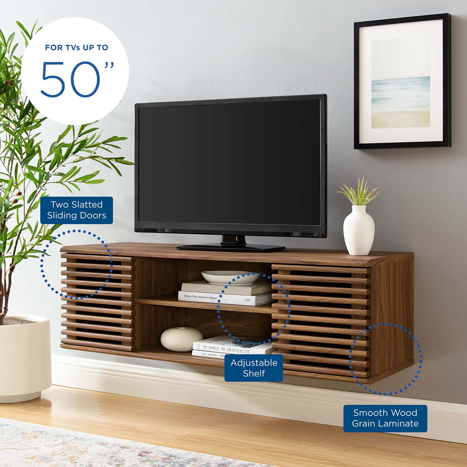 RENDER WALL-MOUNT MEDIA CONSOLE TV STAND