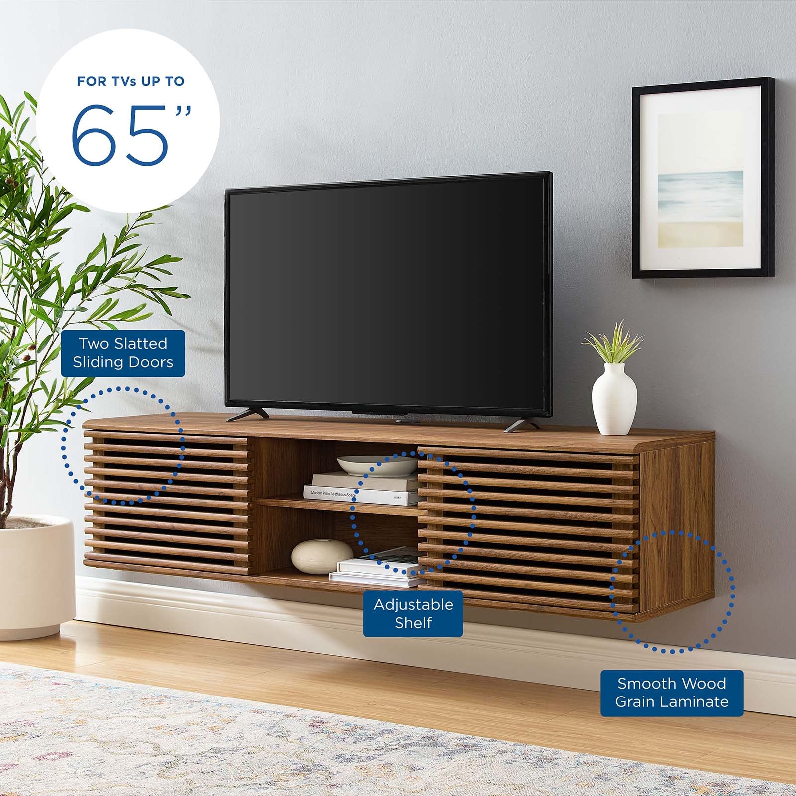 RENDER WALL-MOUNT MEDIA CONSOLE TV STAND