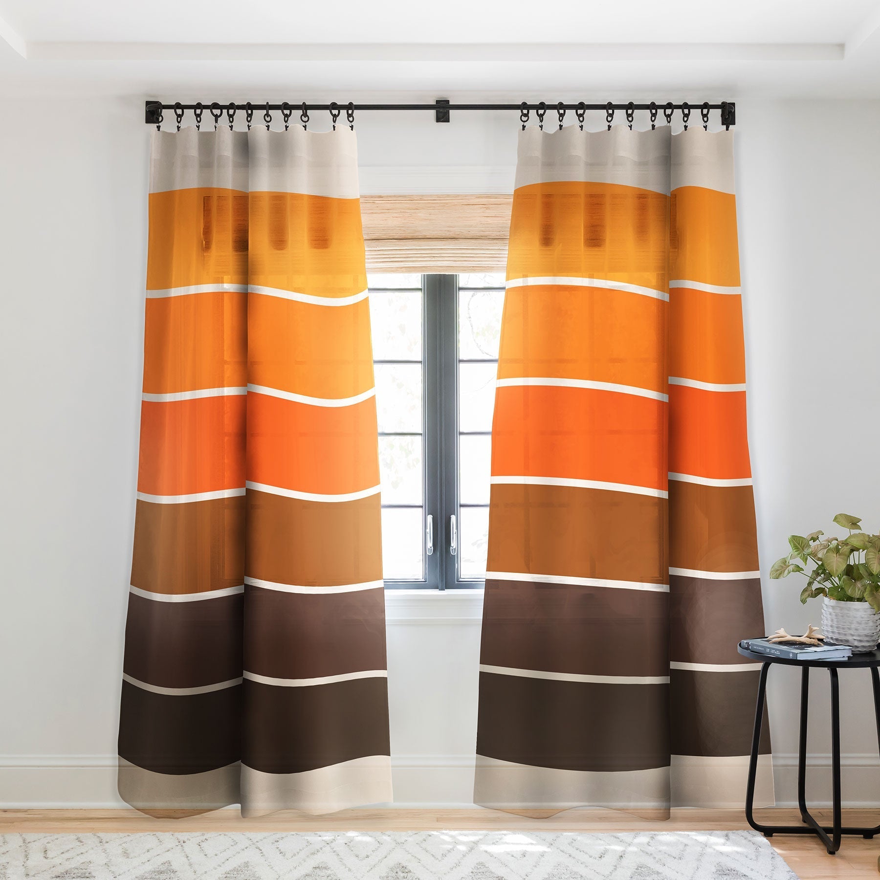 GOLDEN SPRING STRIPES WINDOW CURTAINS