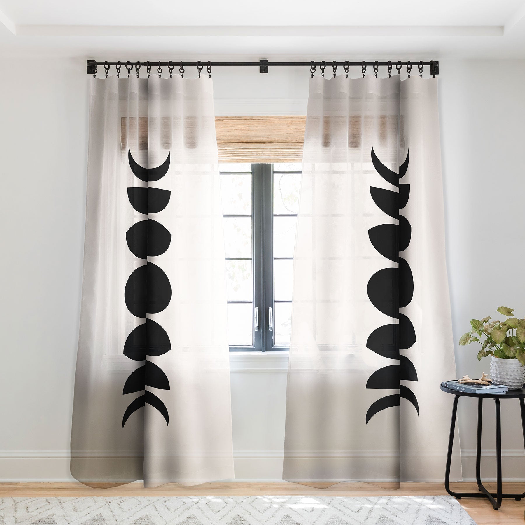 MINIMAL MOON PHASES WHITE WINDOW CURTAINS