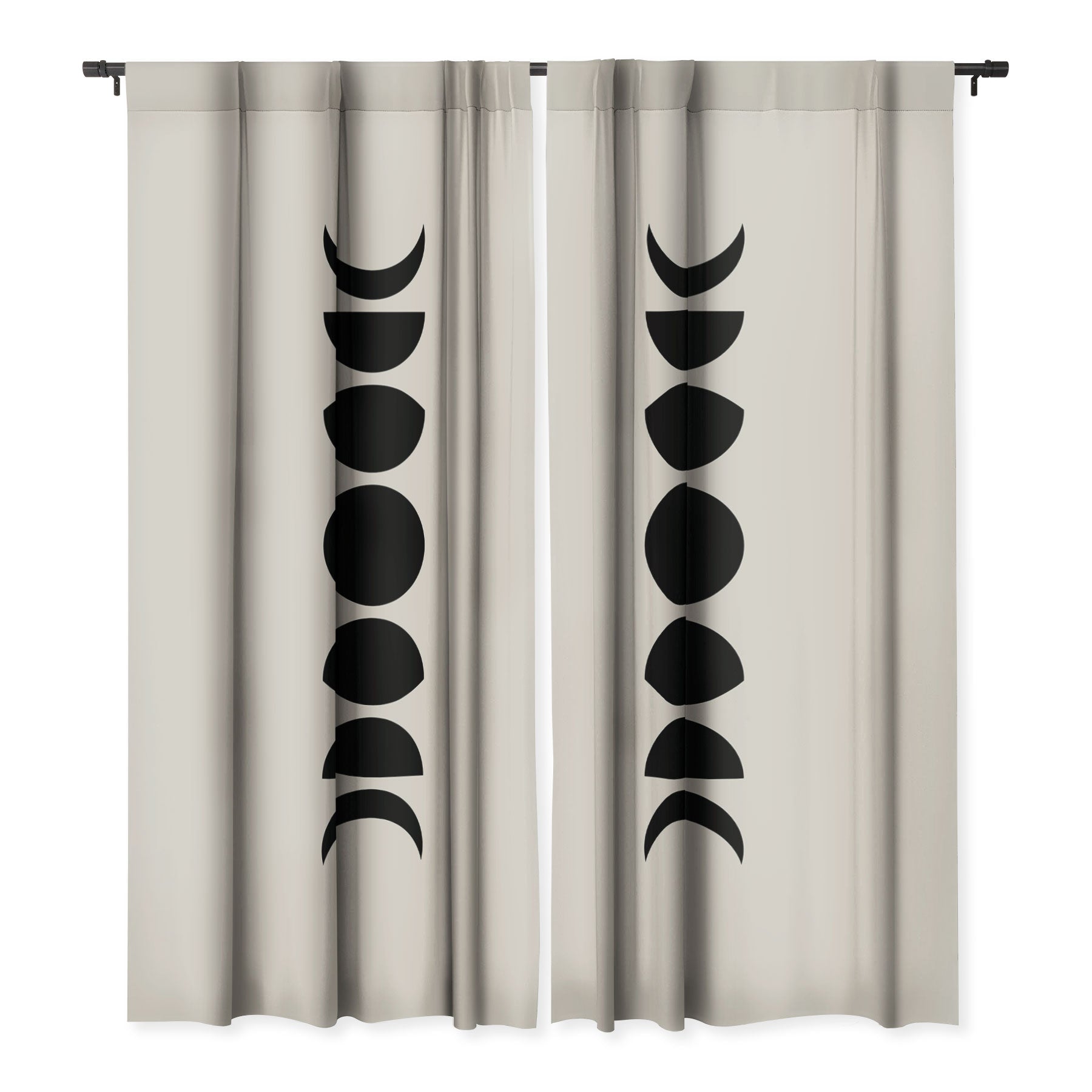 MINIMAL MOON PHASES WHITE WINDOW CURTAINS