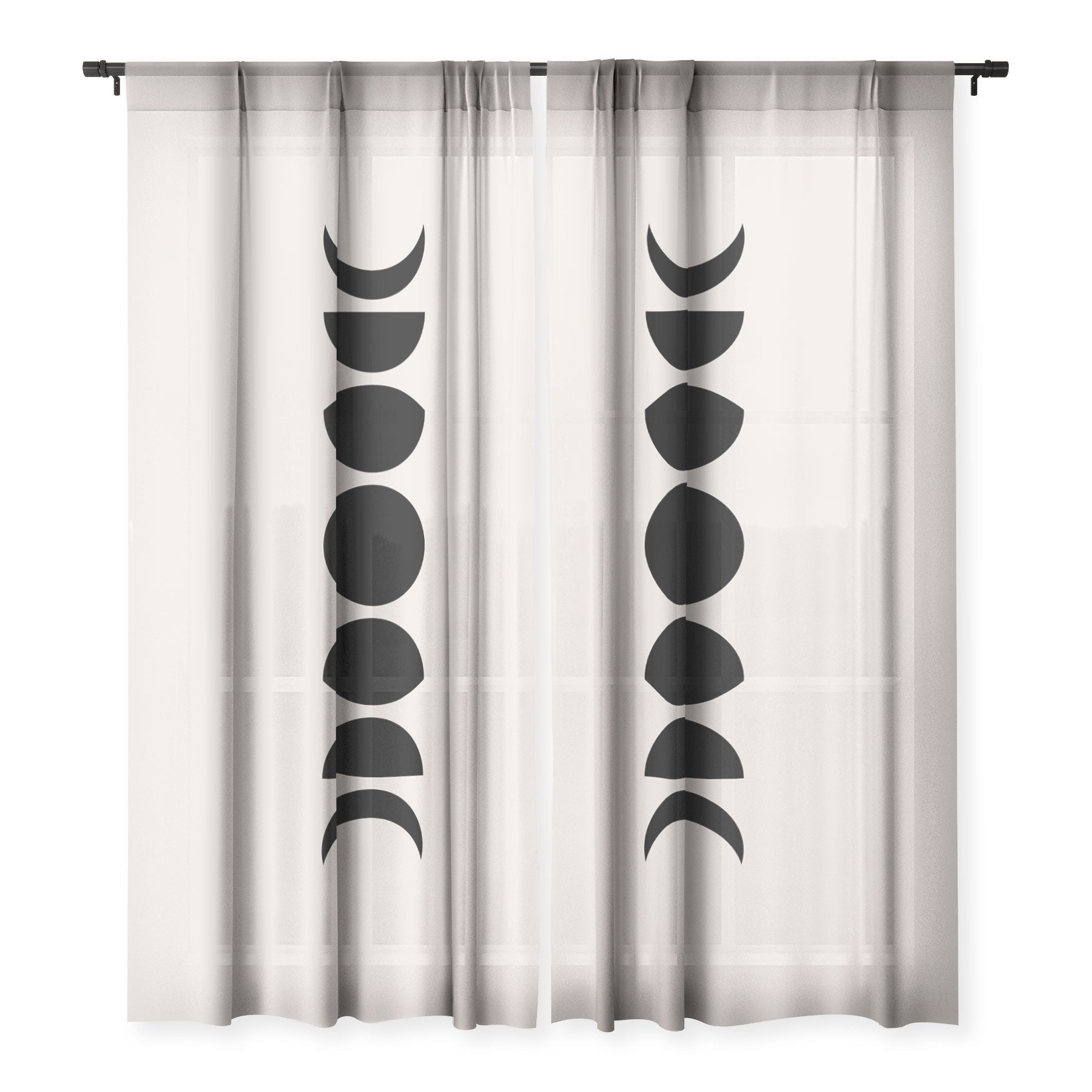 MINIMAL MOON PHASES WHITE WINDOW CURTAINS