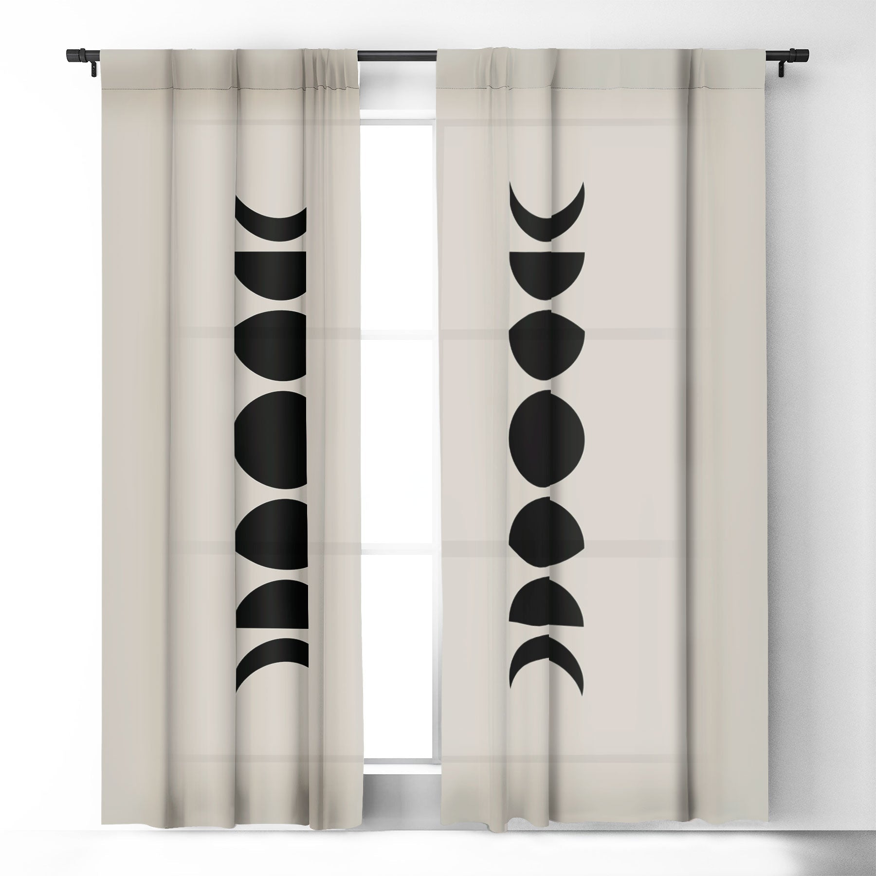 MINIMAL MOON PHASES WHITE WINDOW CURTAINS