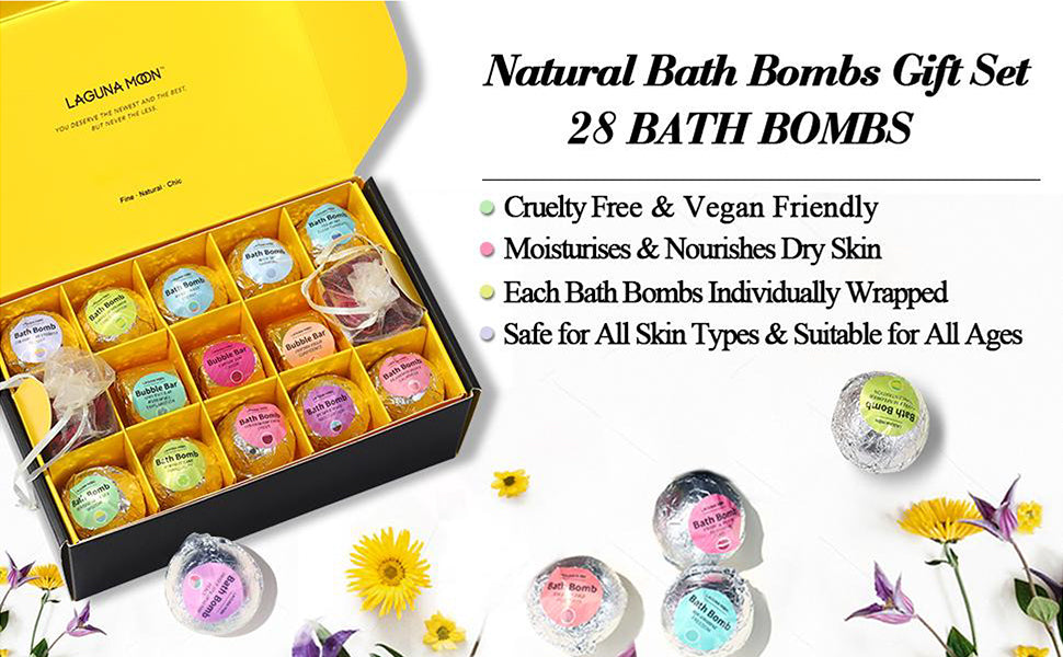 Bath Bombs & Bubble Bar Gift Set 28PCS LAGUNAMOON