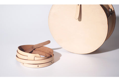 Leather circle bag round leather purse