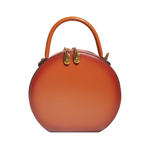 Brown Circular Round Handle Handbags