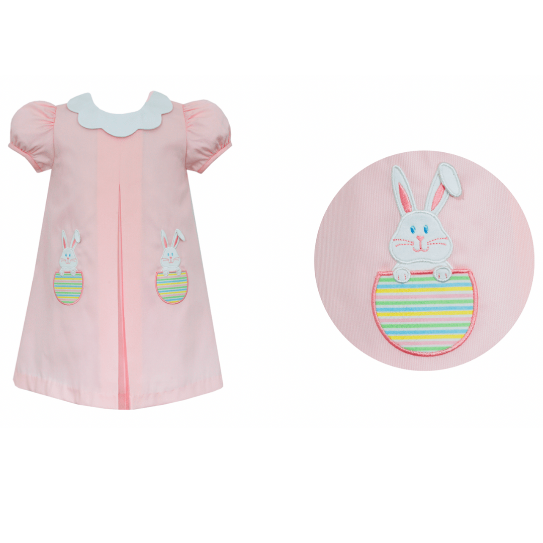 easter pink a-line dress with bunny pocket