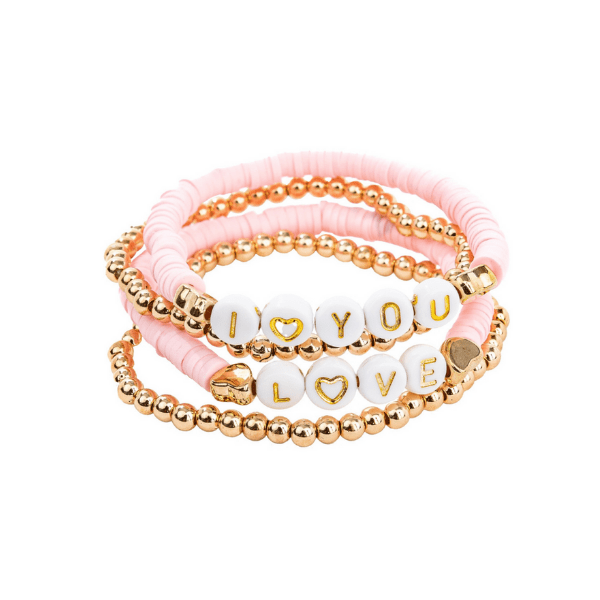 pink love bracelet set