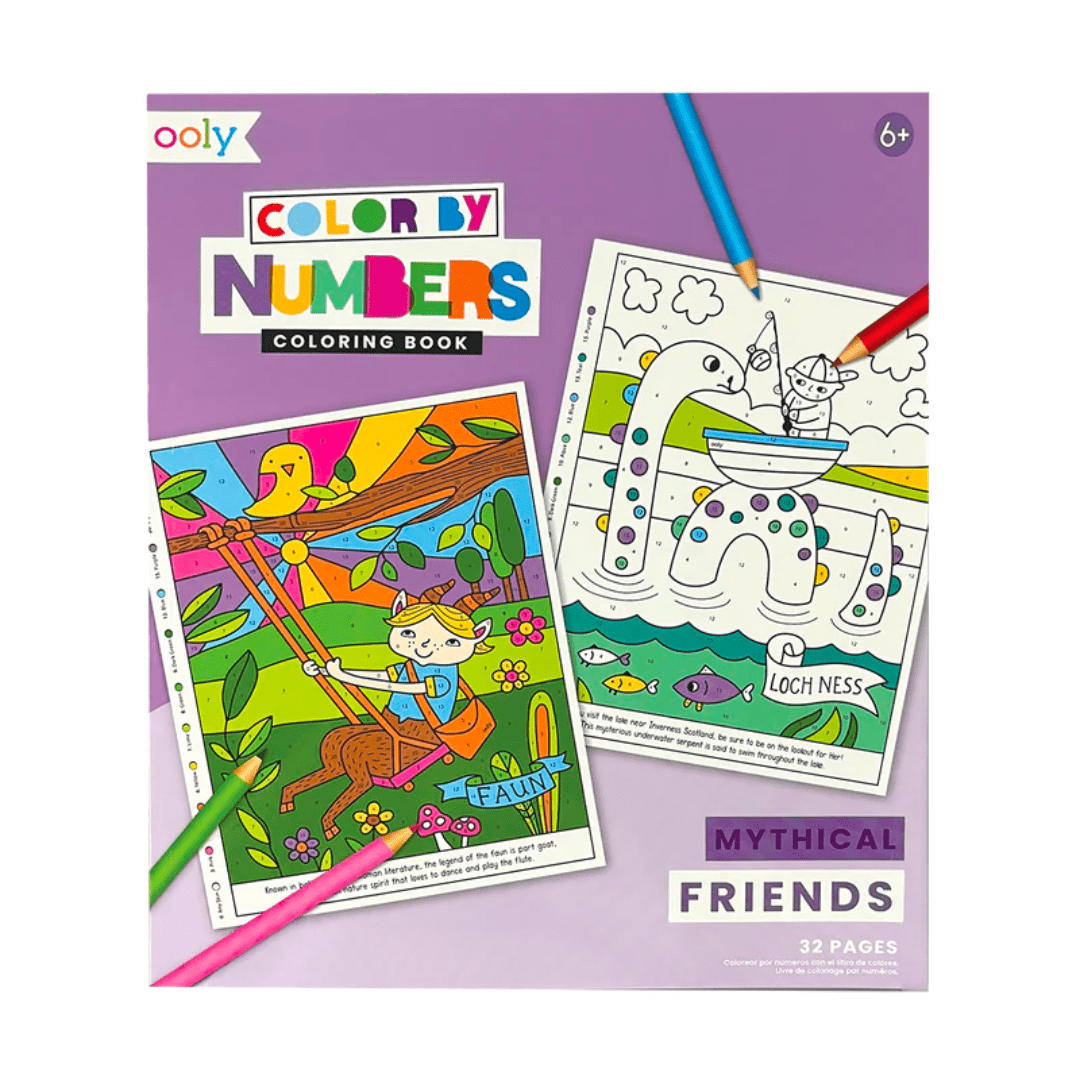 color by numbers coloring book mythical friends