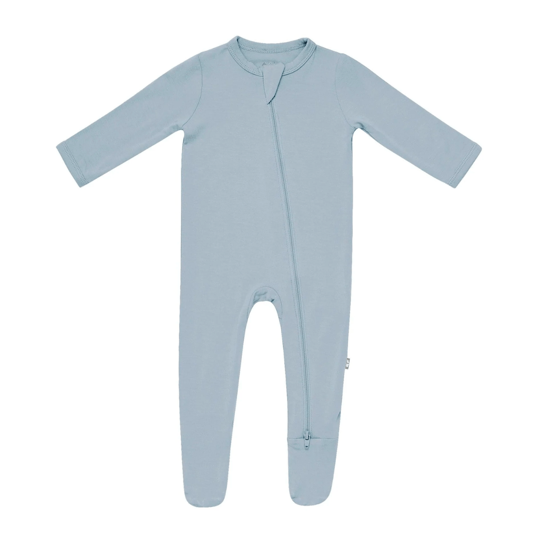 zippered footie in fog