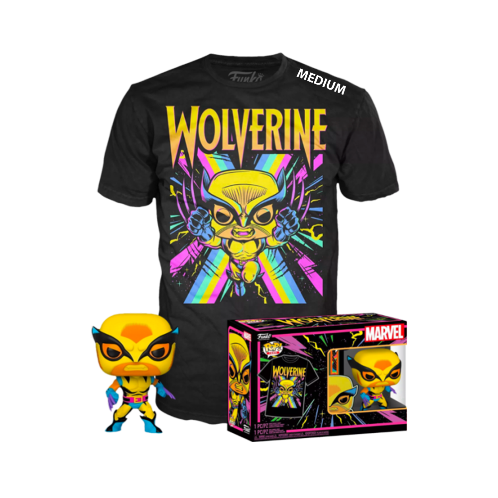 Funko POP! & Tee Collectors Box Marvel: X-Men - Wolverine (Blacklight) Special Edition Exclusive- Size Medium