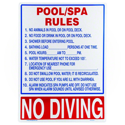 Poolmaster Pool and Spa Rules Sign 40321