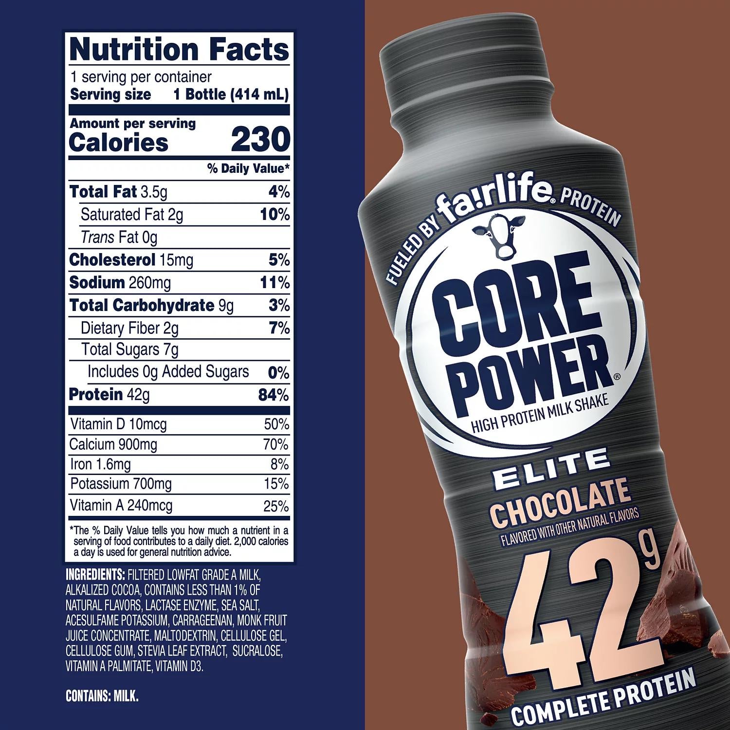 Fairlife Core Power Elite 42g Protein Shake, Chocolate (14 fl. oz., 10 pk.)