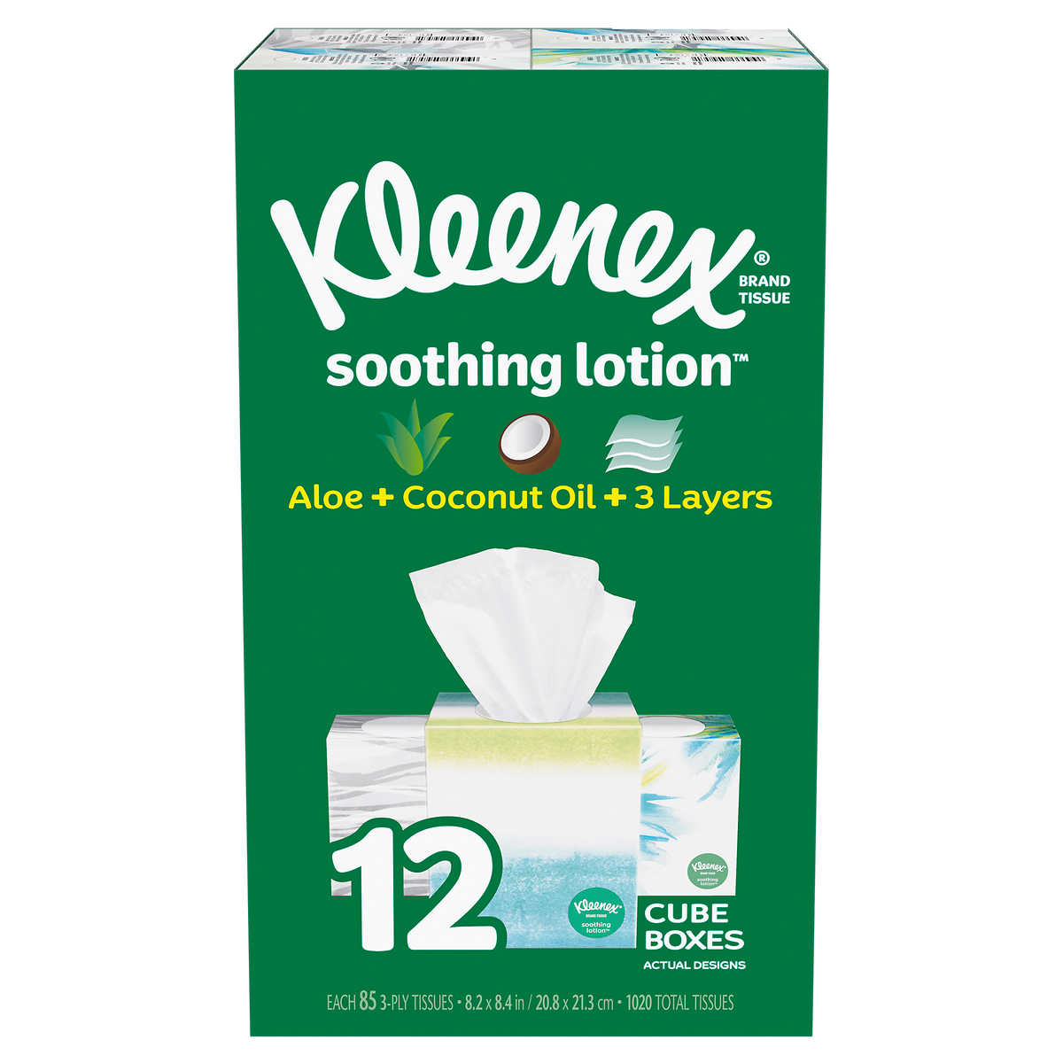 Kleenex Soothing Lotion Tissue, 3-Ply, 85-count, 12-pack