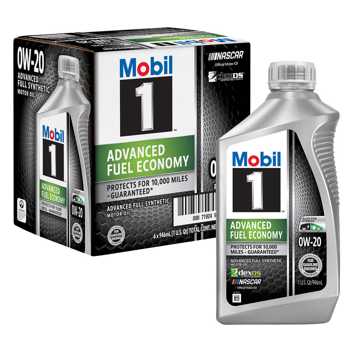 Mobil 1 Advanced Fuel Economy Full Synthetic Motor Oil 0W-20, 1-Quart/6-Pack