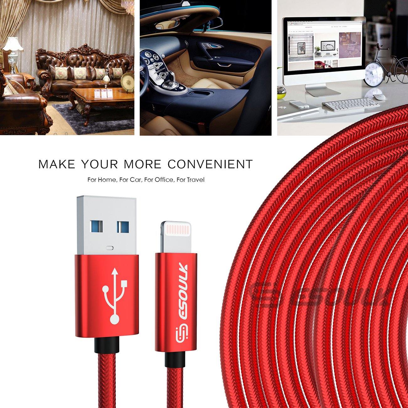 1.7A 10FT USB Cable For 8 PIN In Red For IPHONE