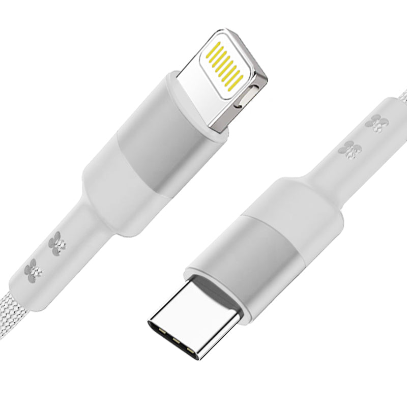 Power Delivery USB-C to 8-PIN Fast Charging & Sync Nylon-Braided 5FT Cable In Silver