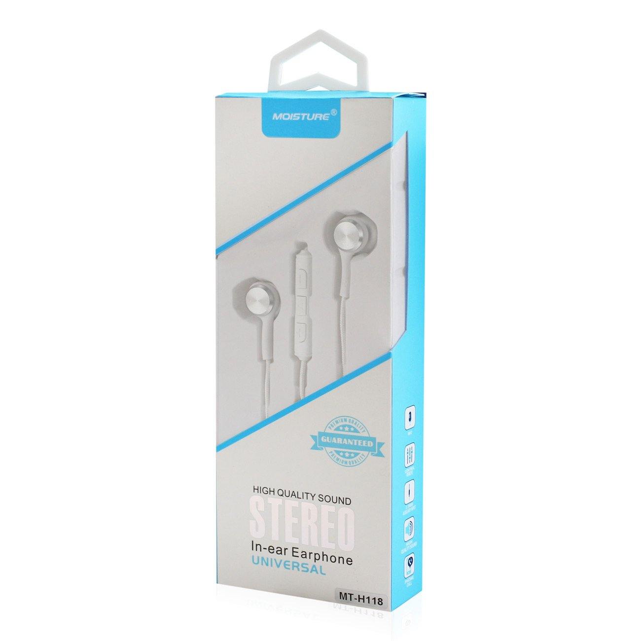 Moisture High Quality Sound Universal In-ear Earphones In Silver