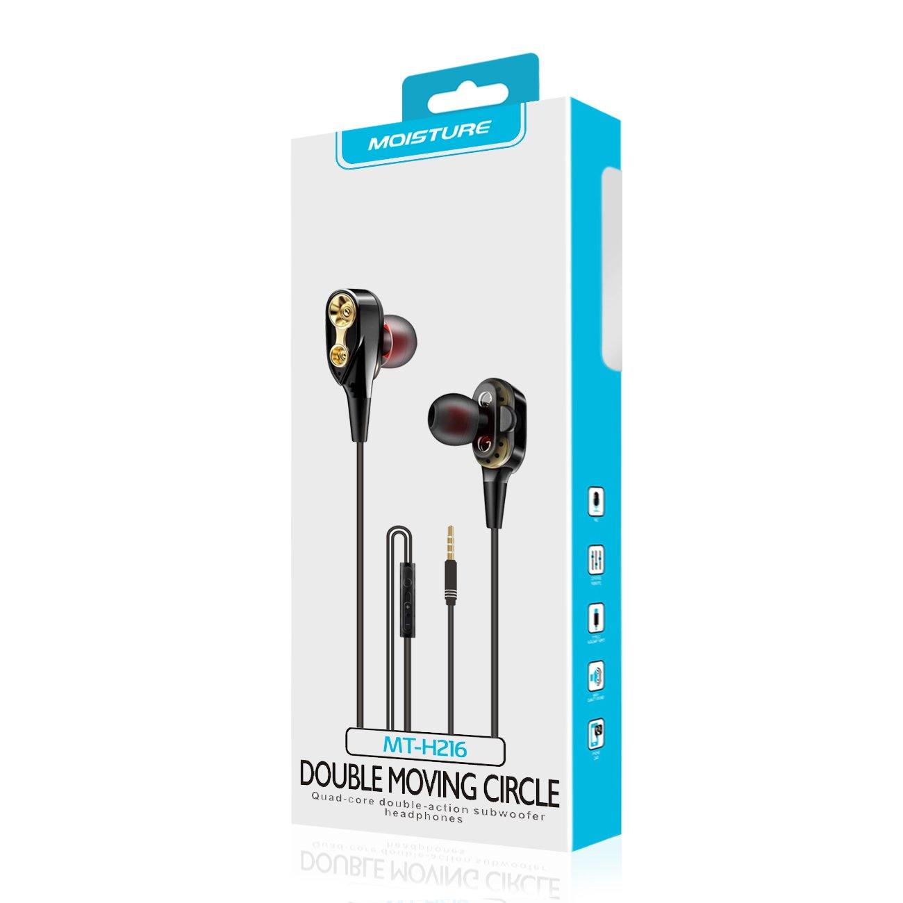 Moisture MT-H216 Earphones In Black and Gold