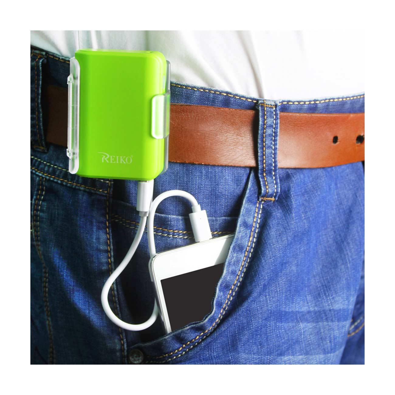 4000Mah Universal Power Bank With Cable In Green