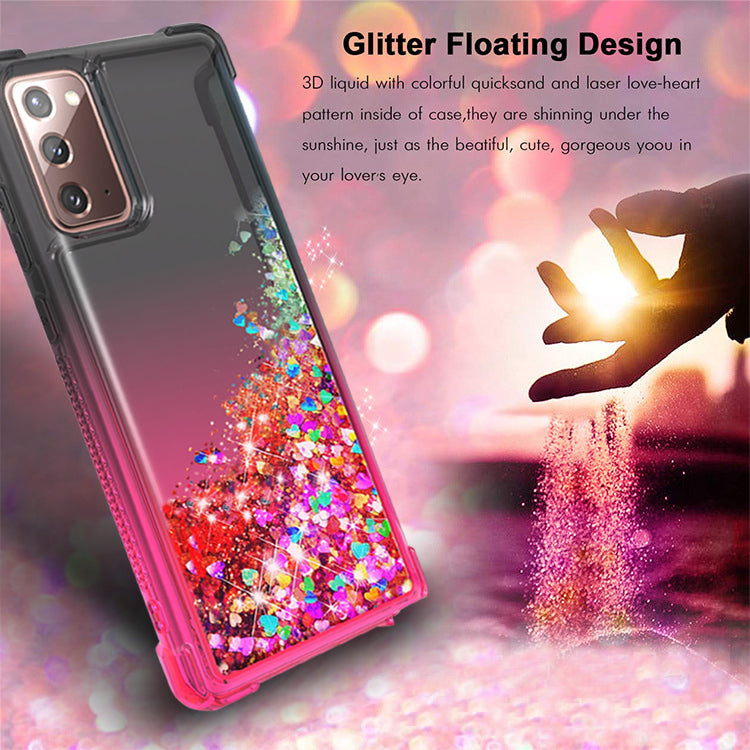 Shiny Flowing Glitter Liquid Bumper Case For SAMSUNG GALAXY NOTE 20 In RED/Black