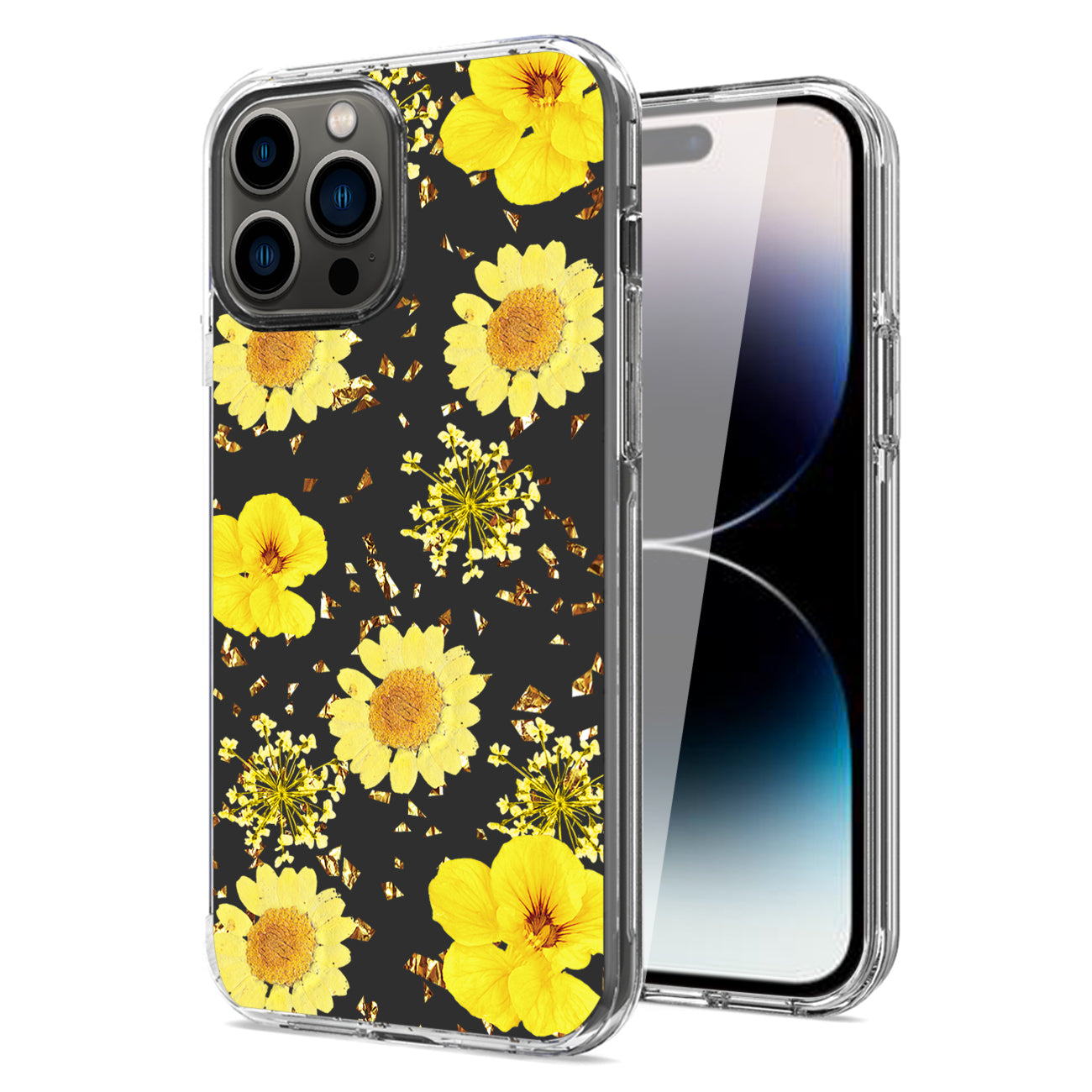 Dried flower Design Phone case For iPhone 14 Pro Max In Yellow