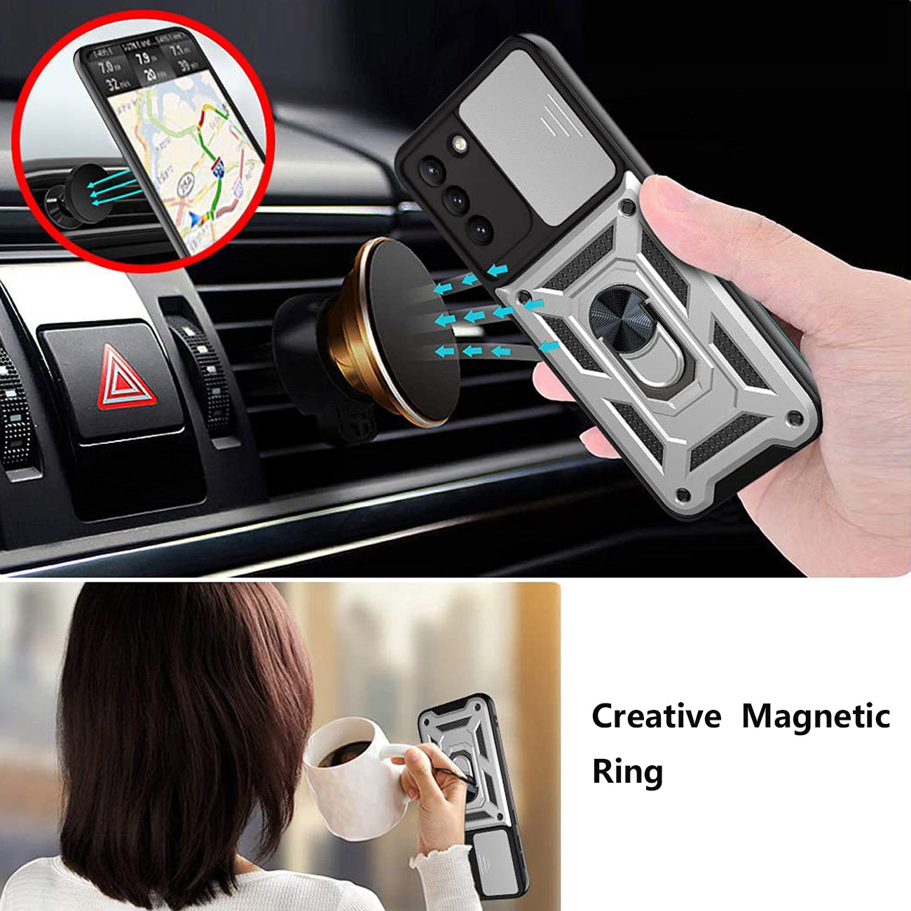 Car Mount for SAMSUNG GALAXY S21/S30 In Silver